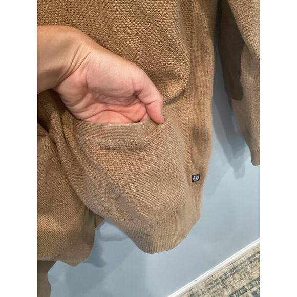 Vtg Chaps Mens Cardigan Sweater M Medium Elbow Patch Beige Fisherman Emo Grandpa - Picture 5 of 11